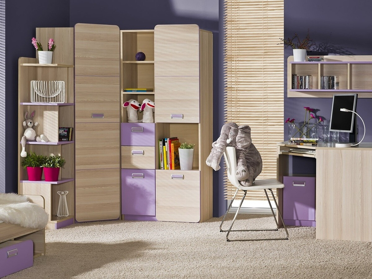 Eckschreibtisch Ophmora 110 (Asche + Lila)