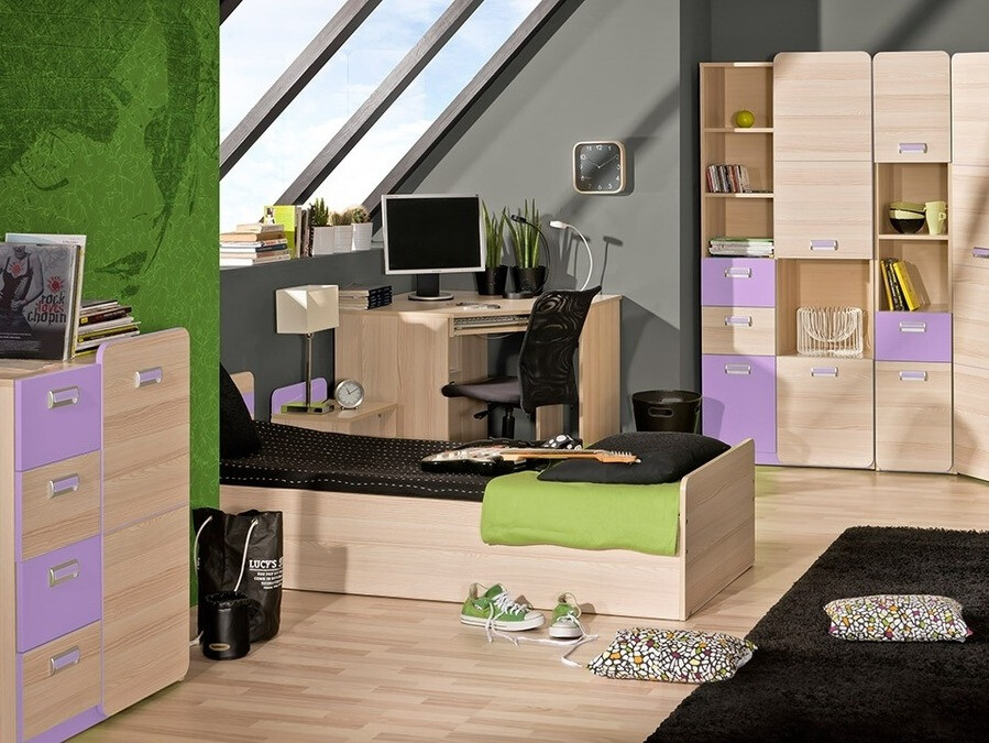 Eckschreibtisch Ophmora 110 (Asche + Lila)