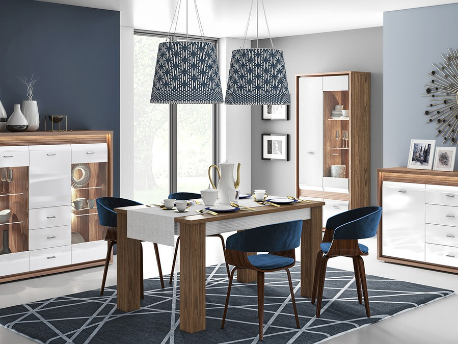 Tisch Madison H113 (Nussholzoptik + Weiß glänzend)