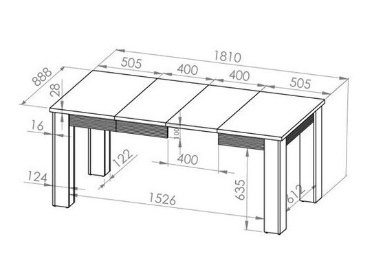 Tisch Madison H113 (Nussholzoptik + Weiß glänzend)
