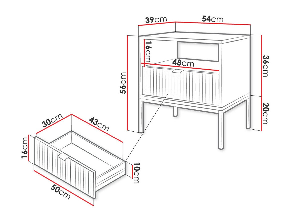 Nachttisch Lima L102 (Schwarz)