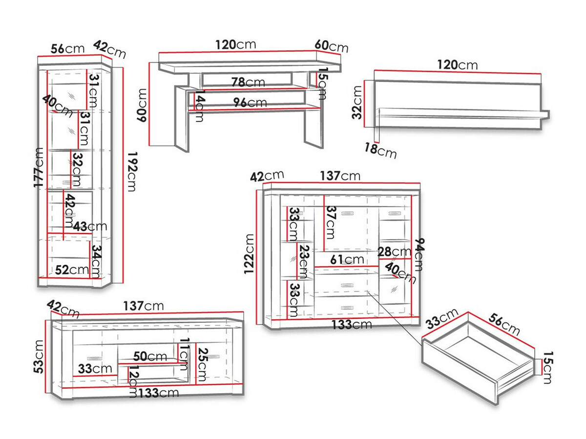 Wohnzimmer-Sets Serfeno 122 (Esche dunkel)