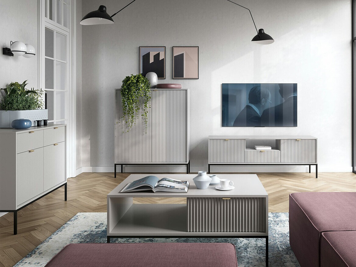 Wohnzimmer-Sets Lima L106 (Grau + Schwarz)