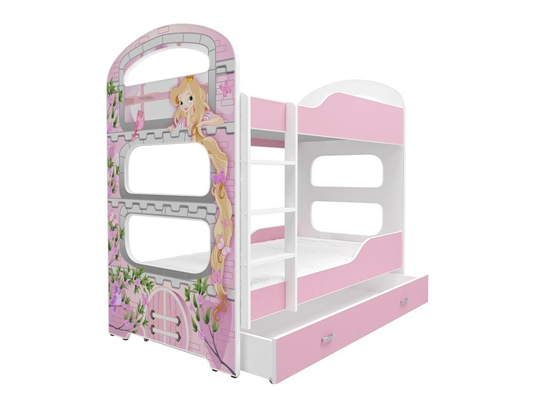 Etagenbett Aurora 116 (Weiß + Rosa)