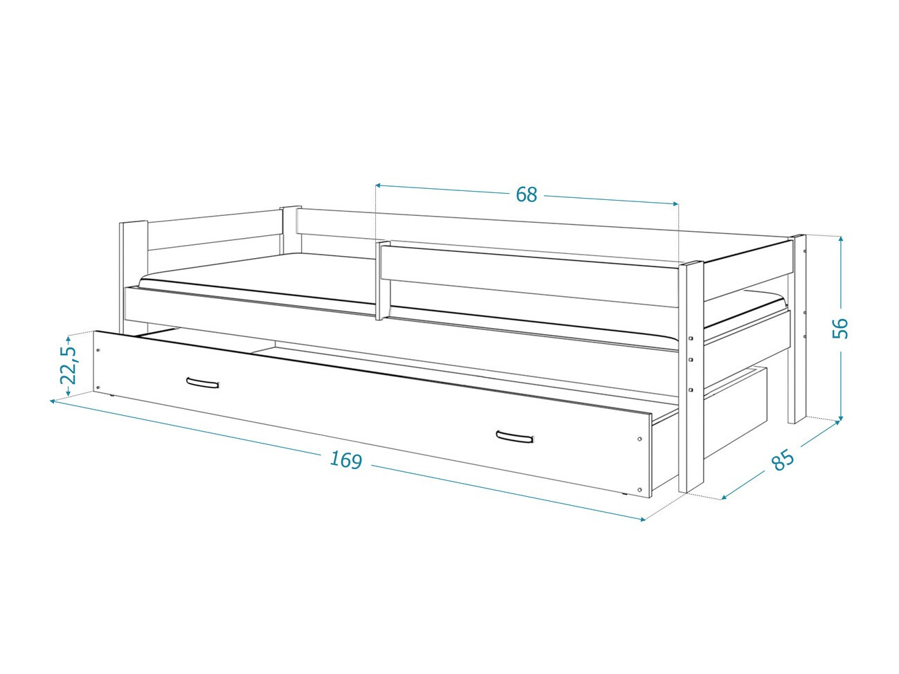 Bett Aurora 125 (Grau)