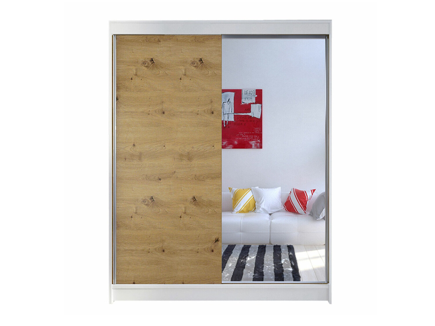 Kleiderschrank Closico 140 (Weiß + Artisan Eichenholzoptik)