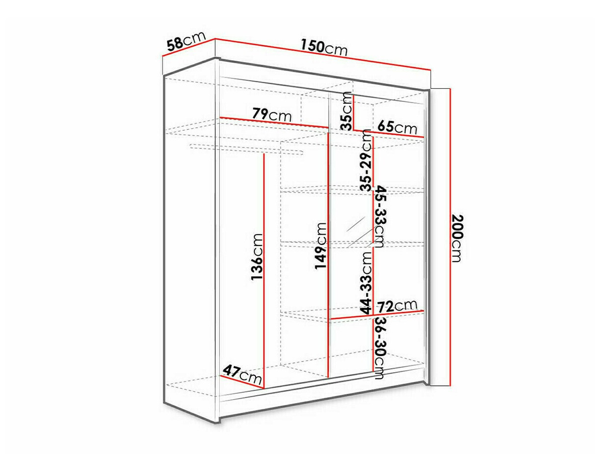 Kleiderschrank Closico 140 (Weiß + Artisan Eichenholzoptik)