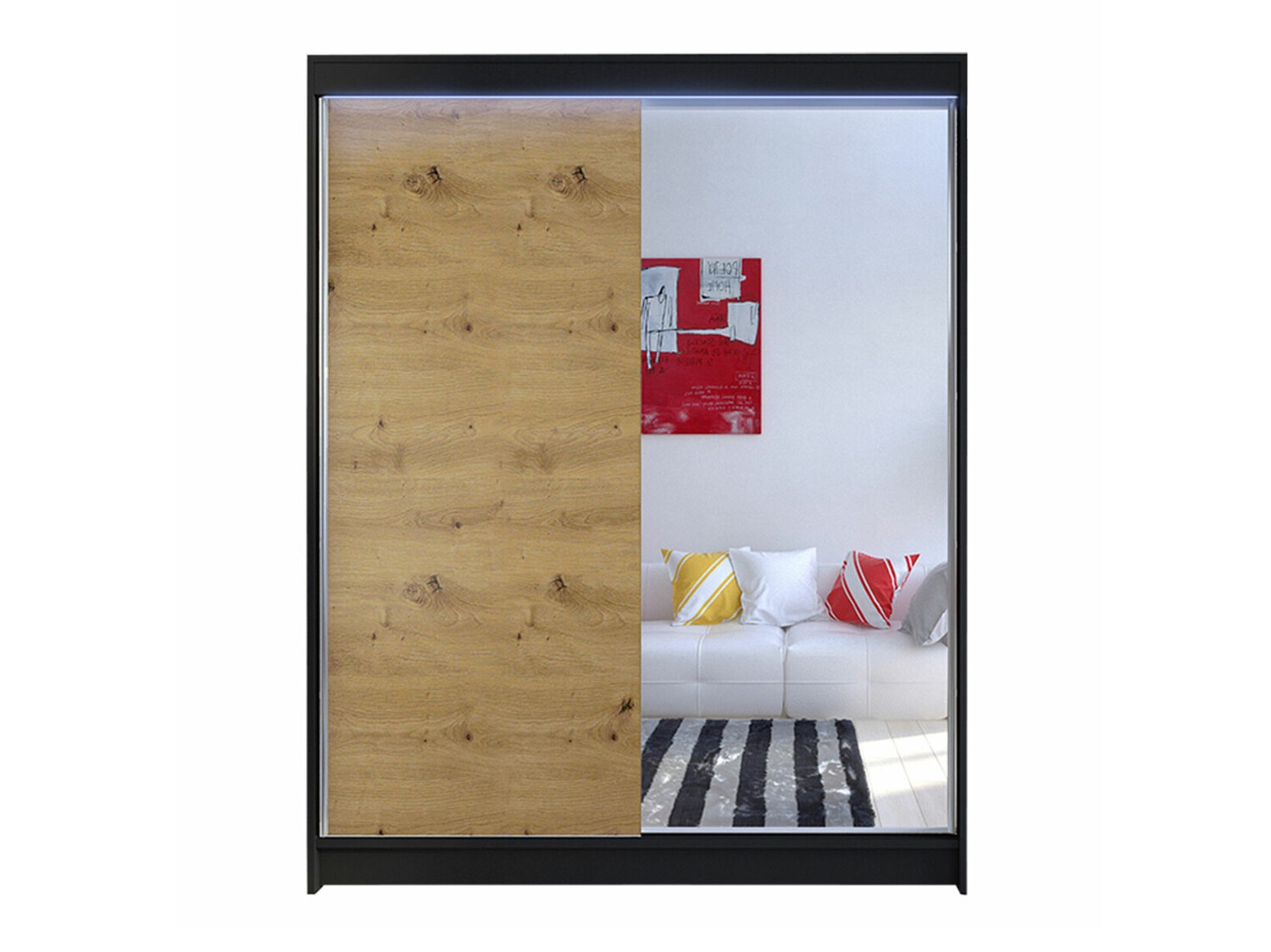 Kleiderschrank Closico Vastor I (Schwarz + Artisan Eichenholzoptik)