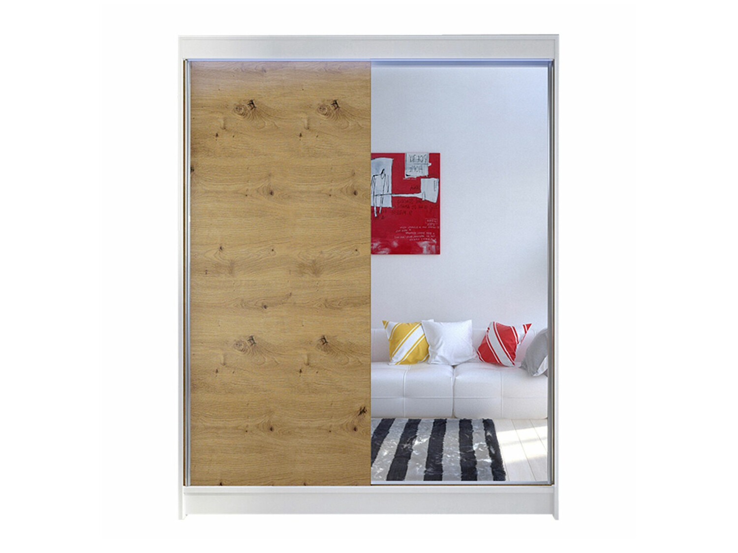 Kleiderschrank Closico Vastor I (Weiß + Artisan Eichenholzoptik)