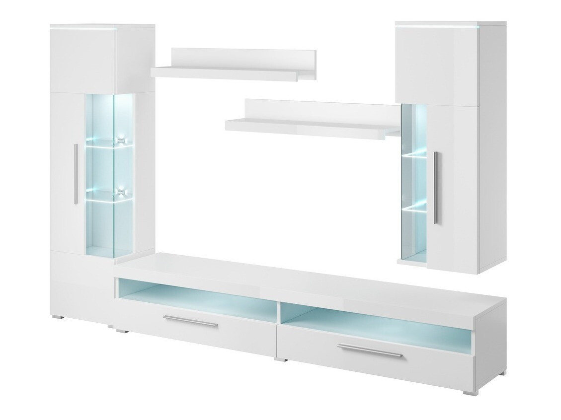 Wohnzimmer-Sets Torvire 108 (Weiß + Weiß glänzend)