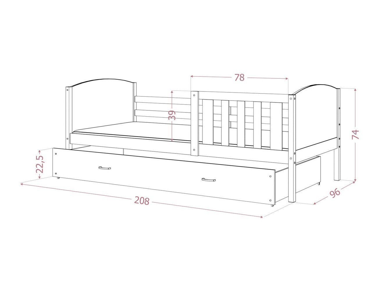 Bett Aurora 131 (Weiß)
