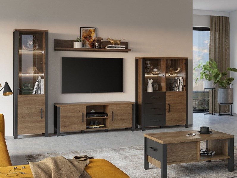 Couchtisch Tornua 107 (Nussholzoptik + Mattschwarz)