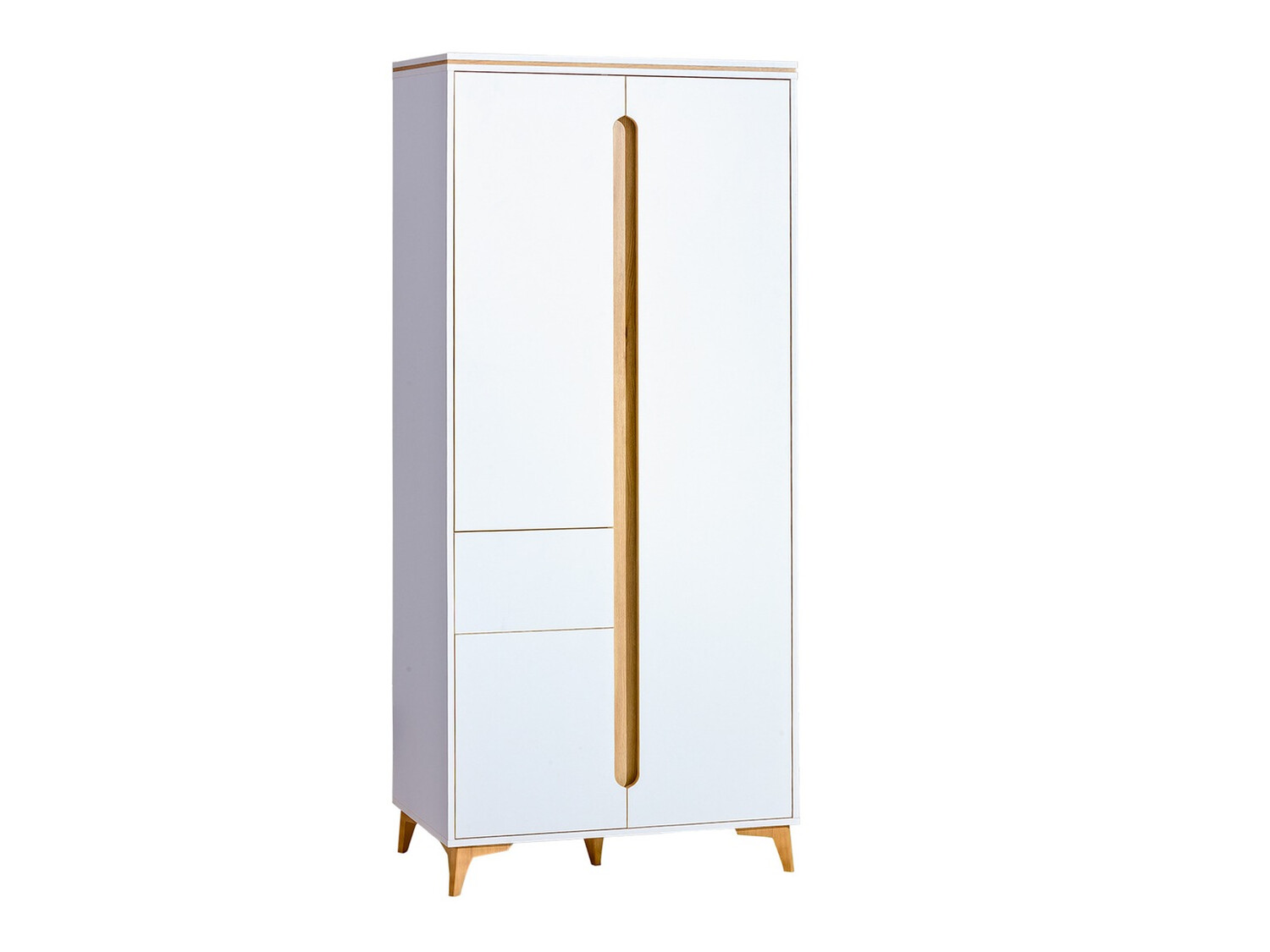 Kleiderschrank Ogden H100 (Weiß + Helles Holz)