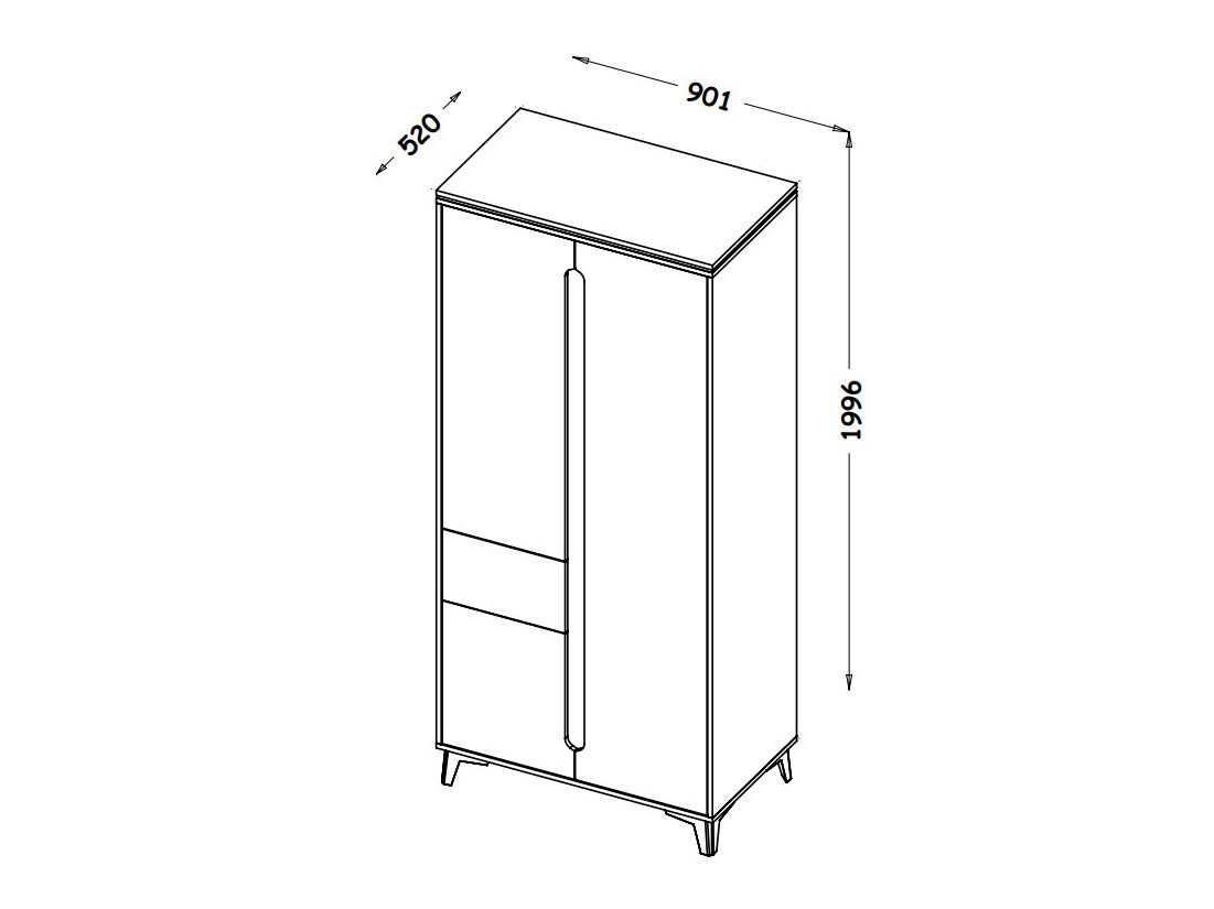 Kleiderschrank Ogden H100 (Weiß + Helles Holz)
