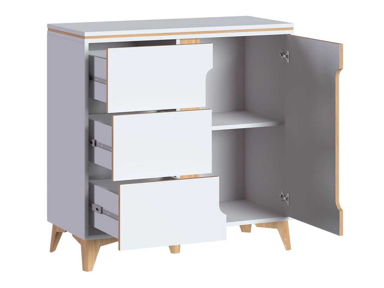 Kommoden Ogden H104 (Weiß + Helles Holz)