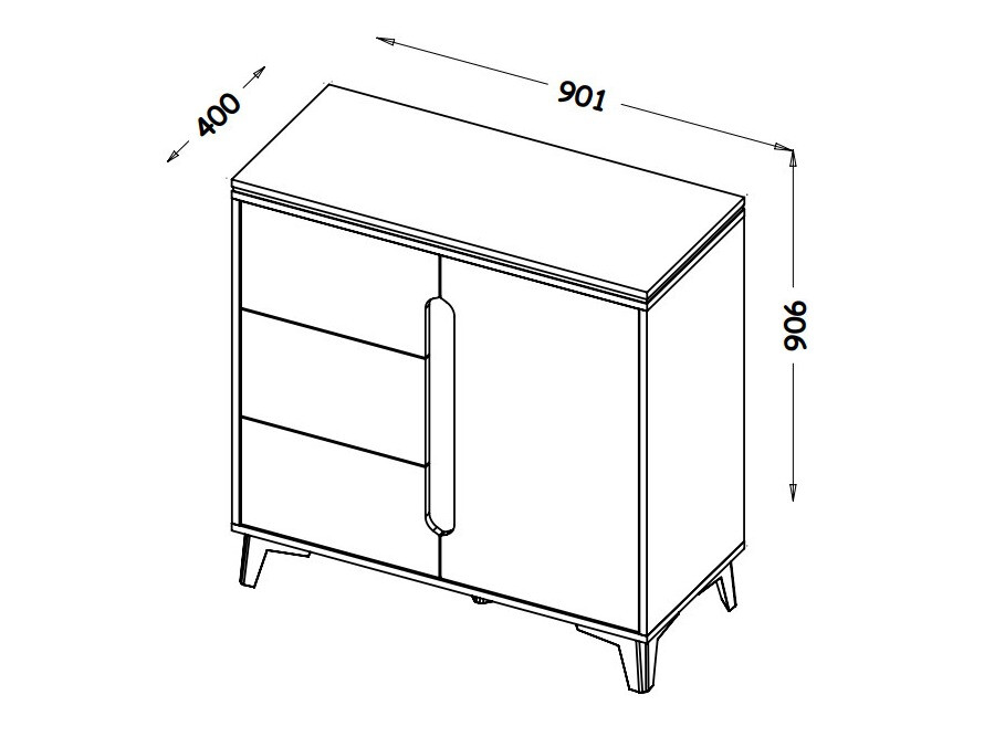 Kommoden Ogden H104 (Weiß + Helles Holz)