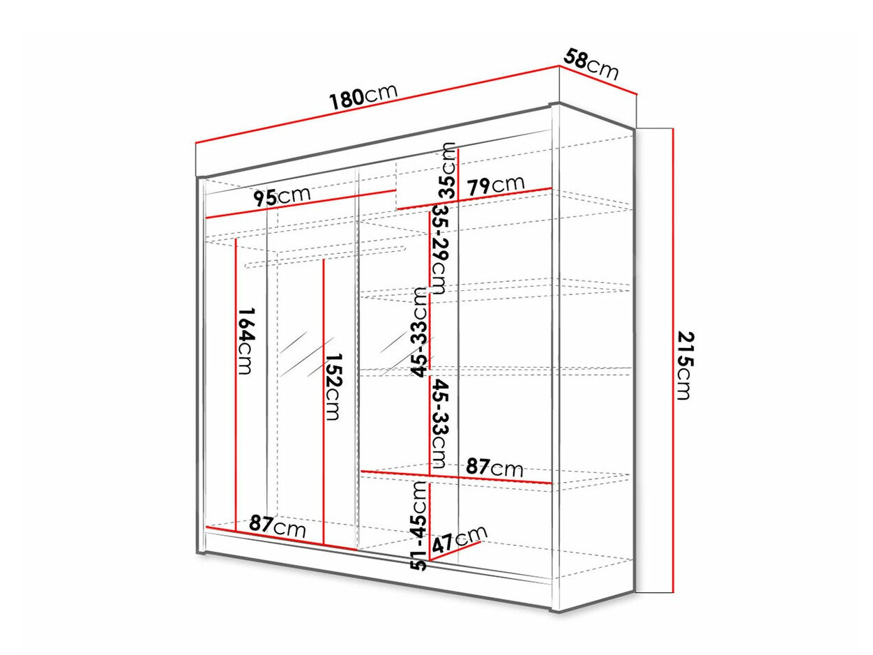 Kleiderschrank Closico 138 (Schwarz + Artisan Eichenholzoptik)