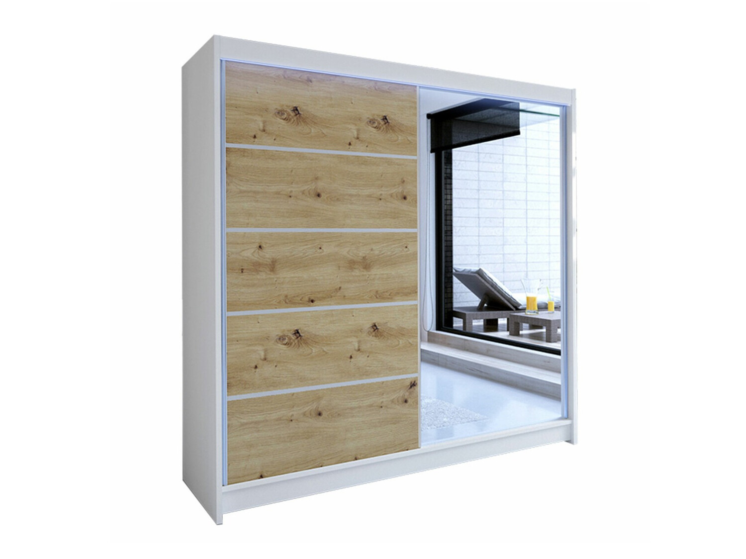 Kleiderschrank Closico 142 (Weiß + Artisan Eichenholzoptik)