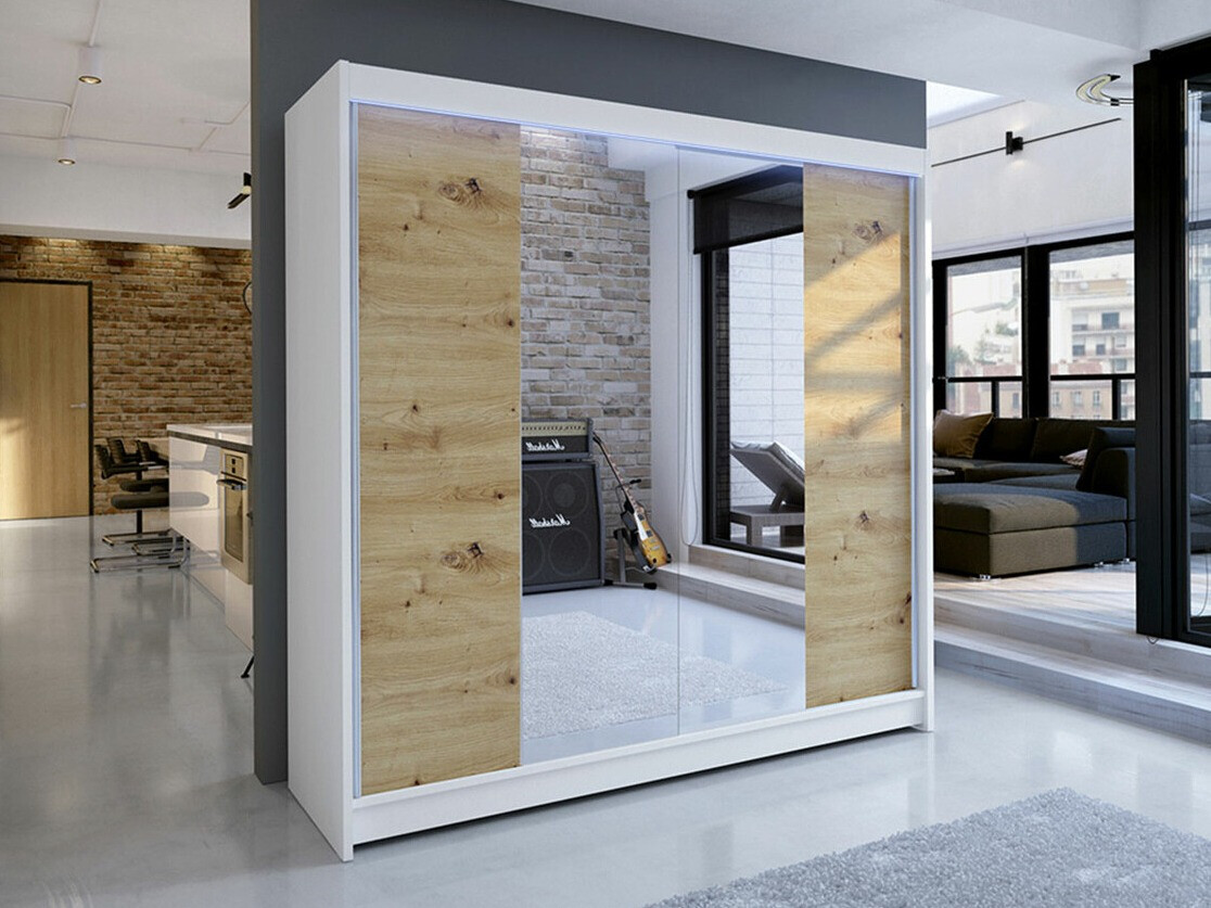 Kleiderschrank Closico Cavaris II (Weiß + Artisan Eichenholzoptik)