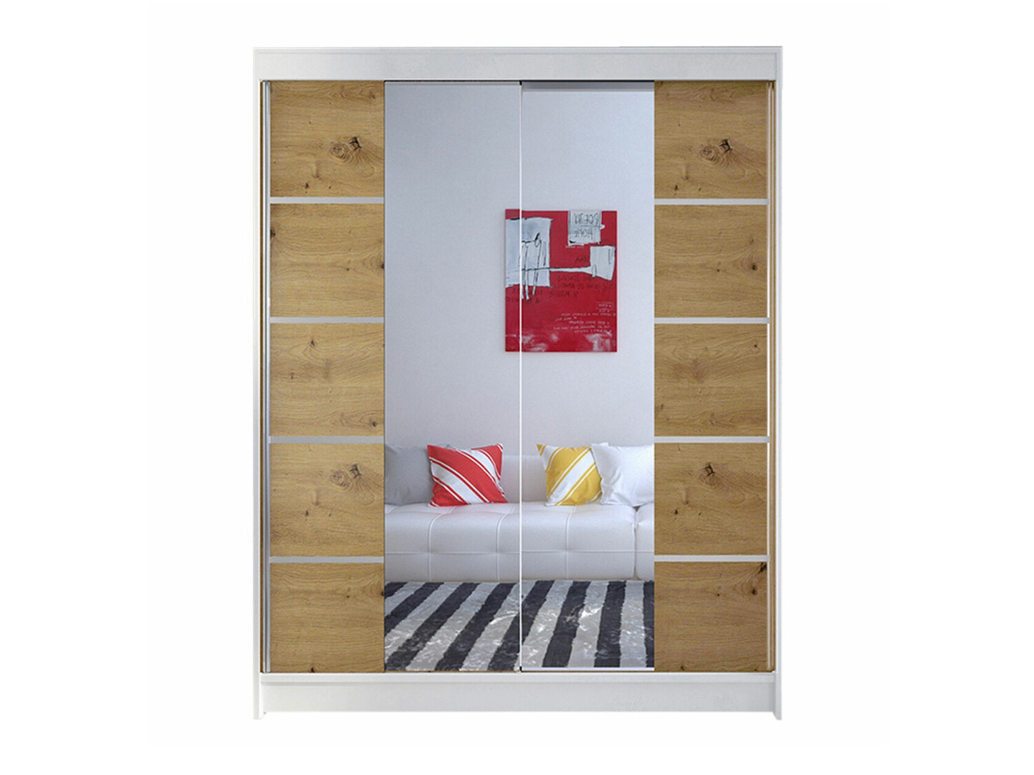 Kleiderschrank Closico Vastor V (Weiß + Artisan Eichenholzoptik)
