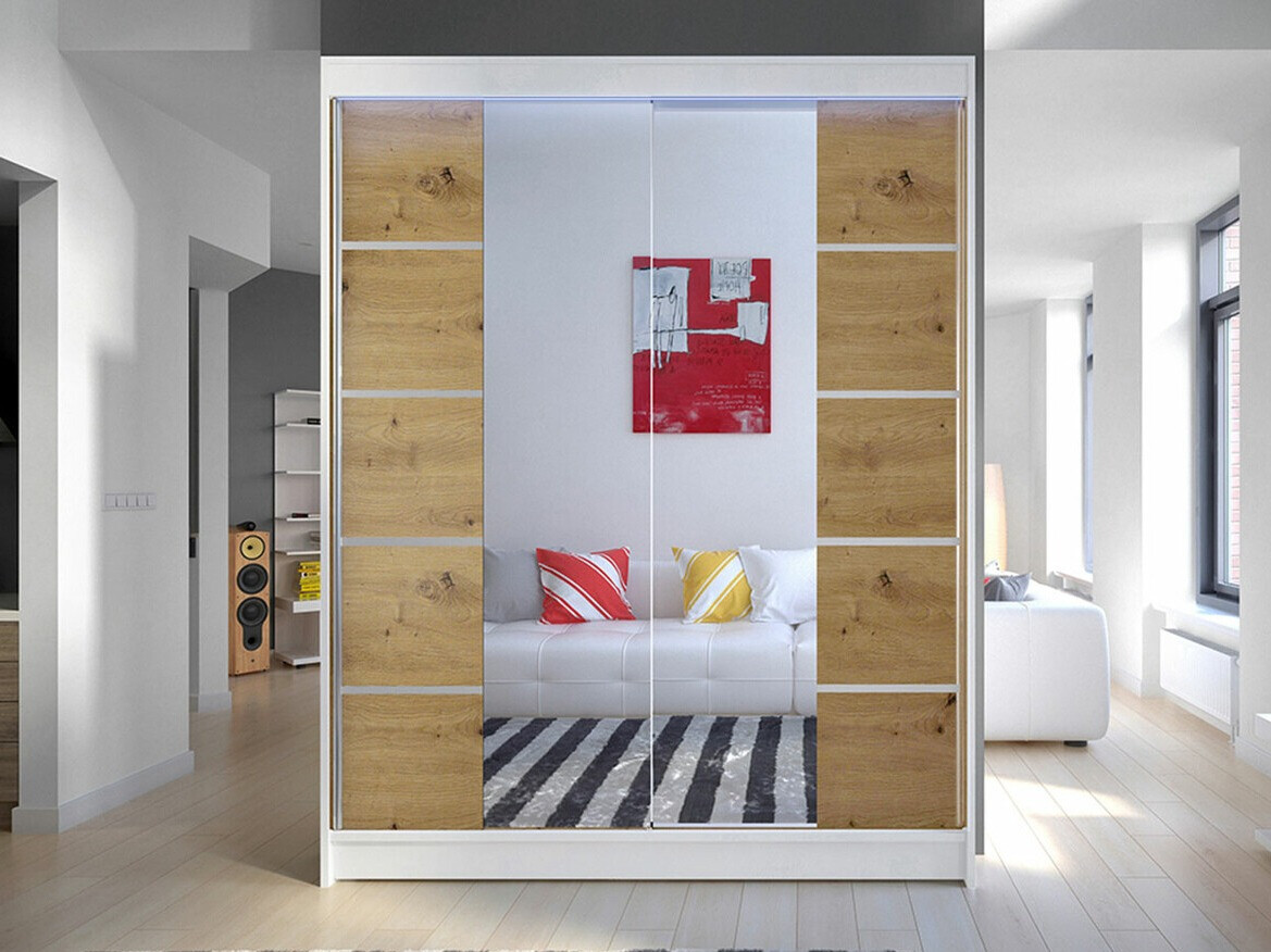 Kleiderschrank Closico Vastor V (Weiß + Artisan Eichenholzoptik)