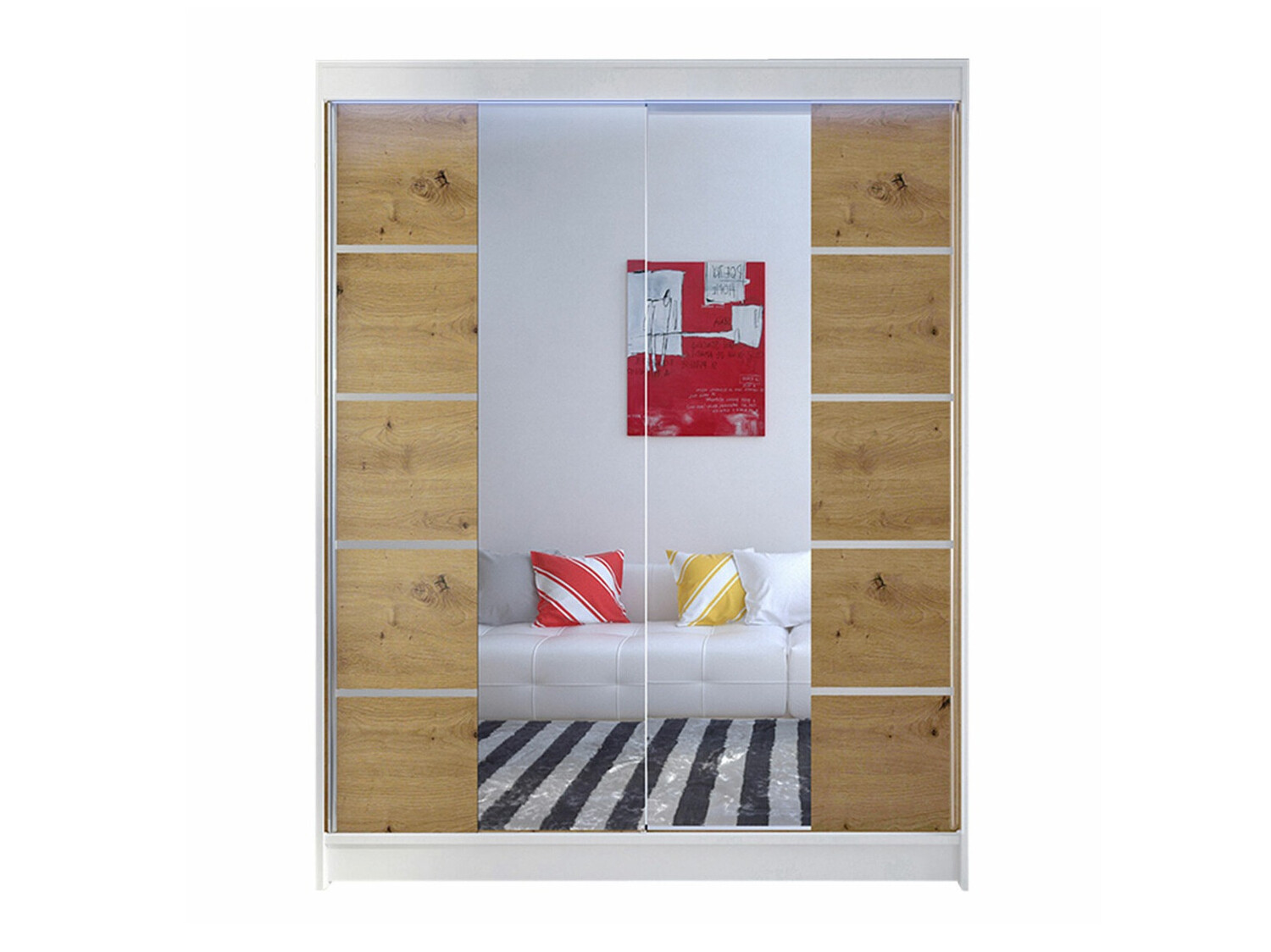 Kleiderschrank Closico Vastor V (Weiß + Artisan Eichenholzoptik)