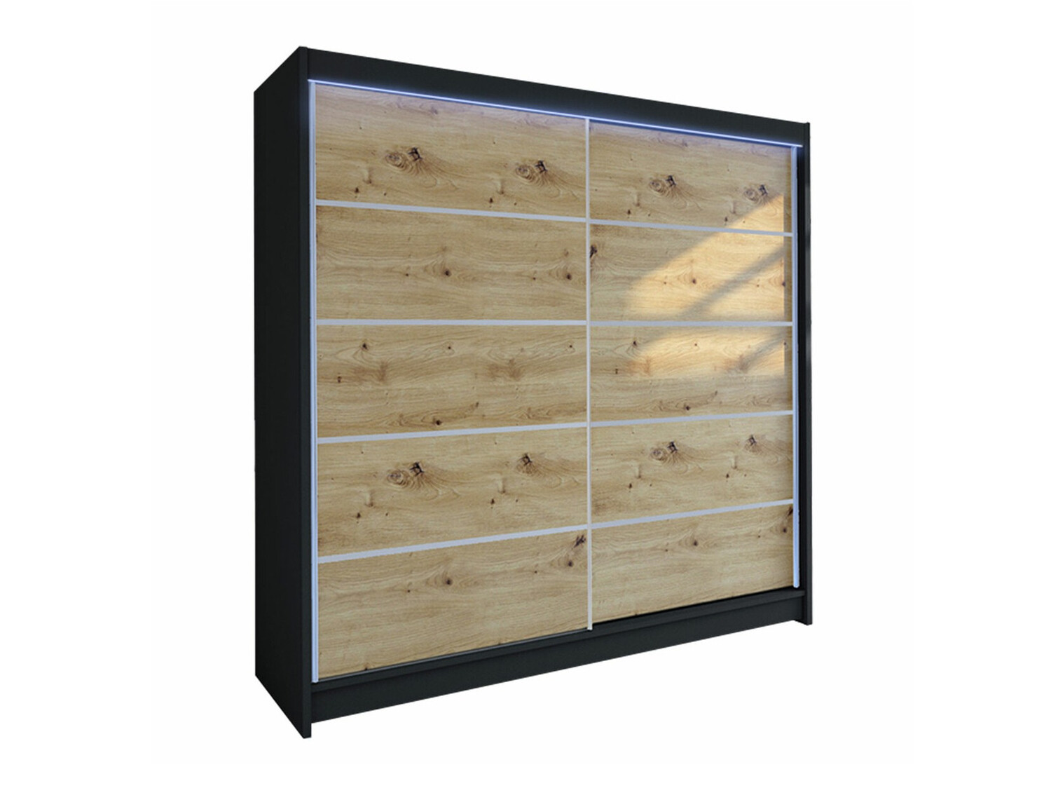 Kleiderschrank Closico Cavaris IV (Schwarz + Artisan Eichenholzoptik)