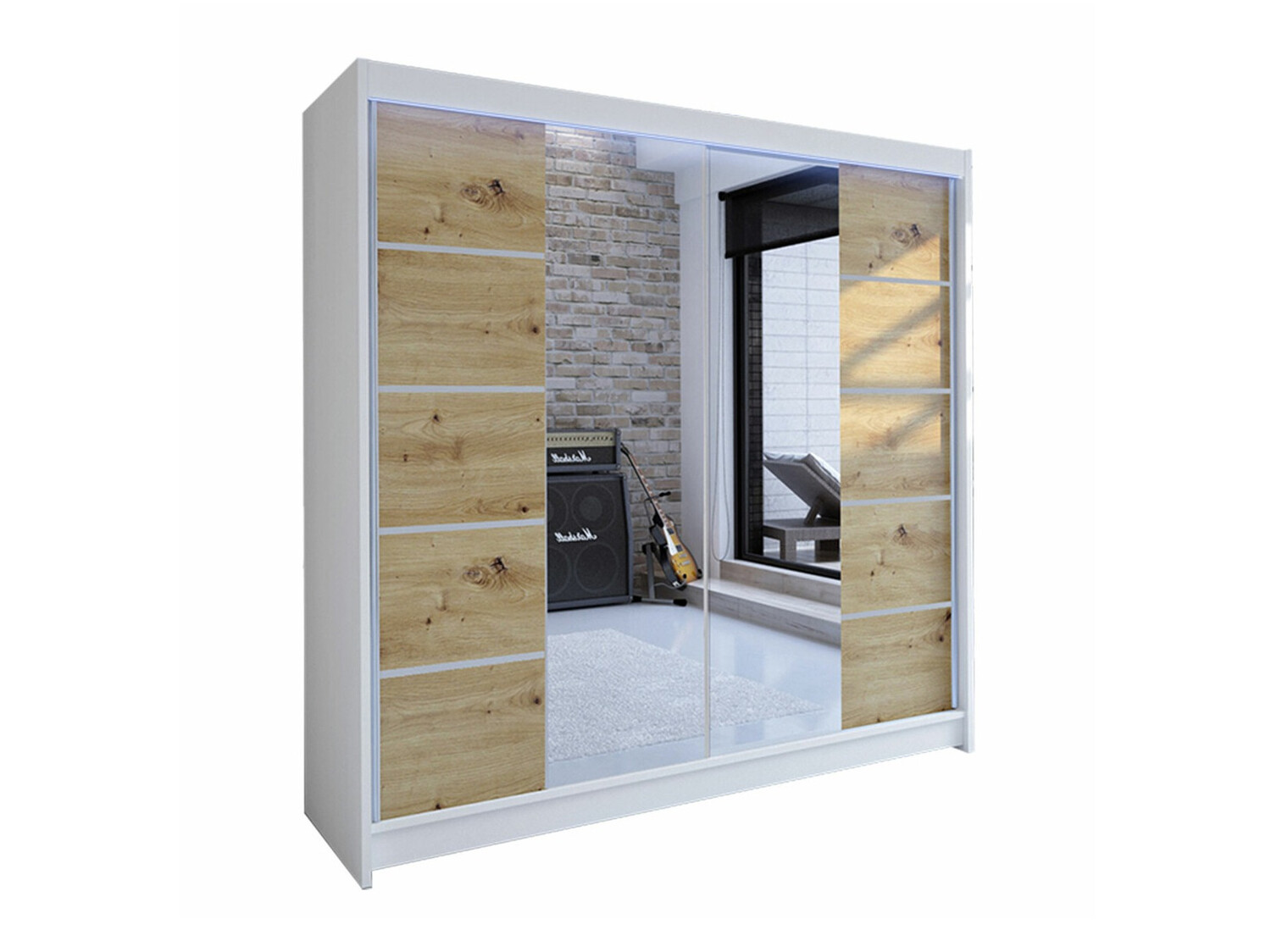 Kleiderschrank Closico Cavaris V (Weiß + Artisan Eichenholzoptik)
