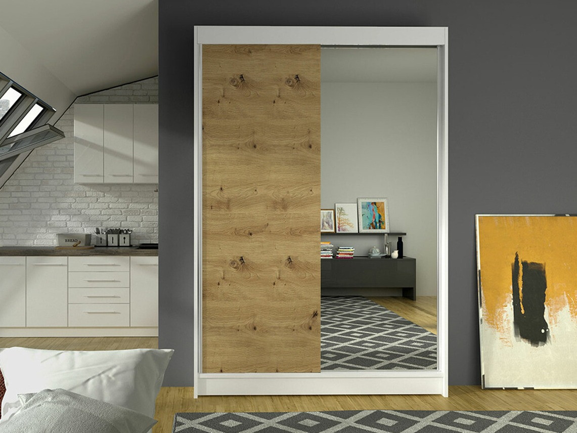 Kleiderschrank Closico Salvor I (Weiß + Artisan Eichenholzoptik)