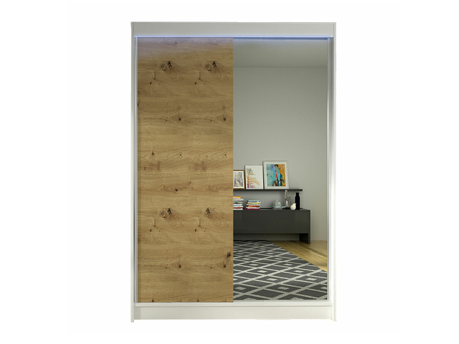 Kleiderschrank Closico Salvor I (Weiß + Artisan Eichenholzoptik)