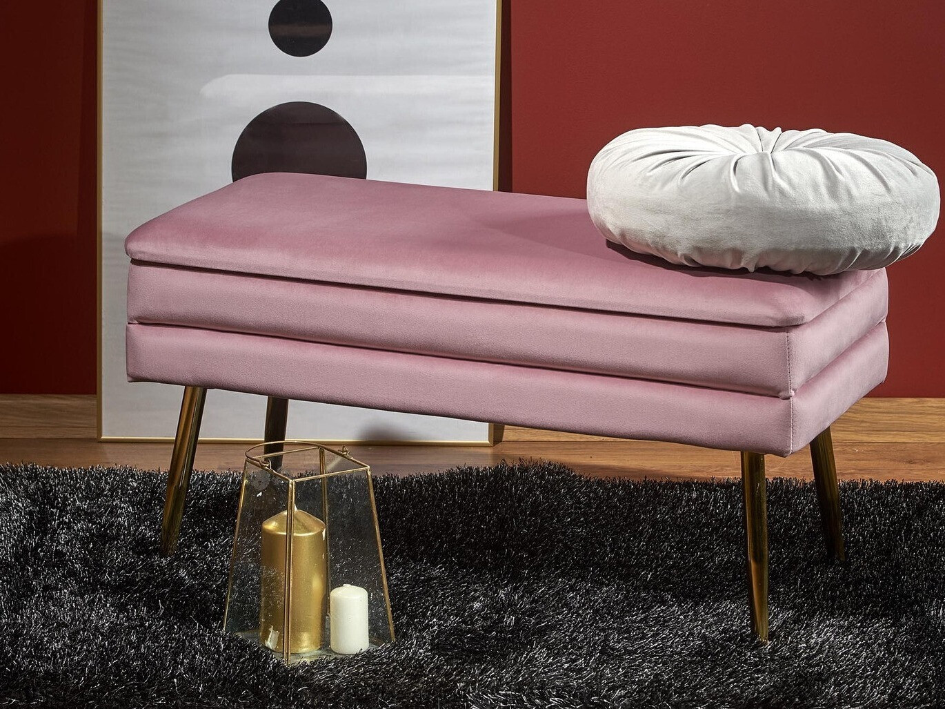 Polsterbank Houston 1255 (Rosa + Gold)