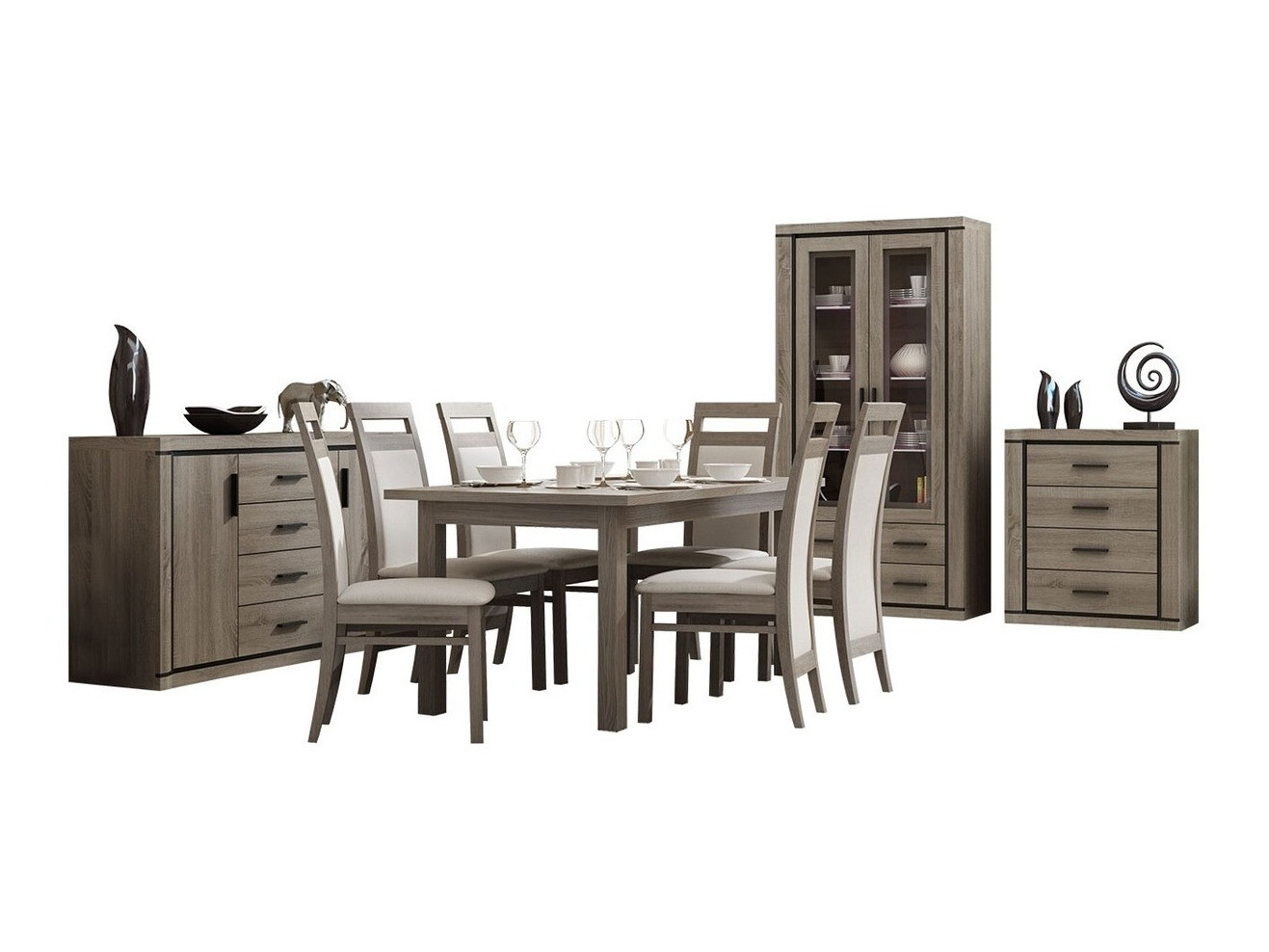 Wohnzimmer-Sets Lorelie 123 (Trüffel eichenholzoptik)