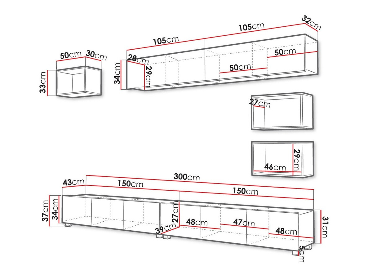 Wohnzimmer-Sets Remus XXXI (Schwarz + Schwarz glänzend + Artisan Eichenholzoptik)