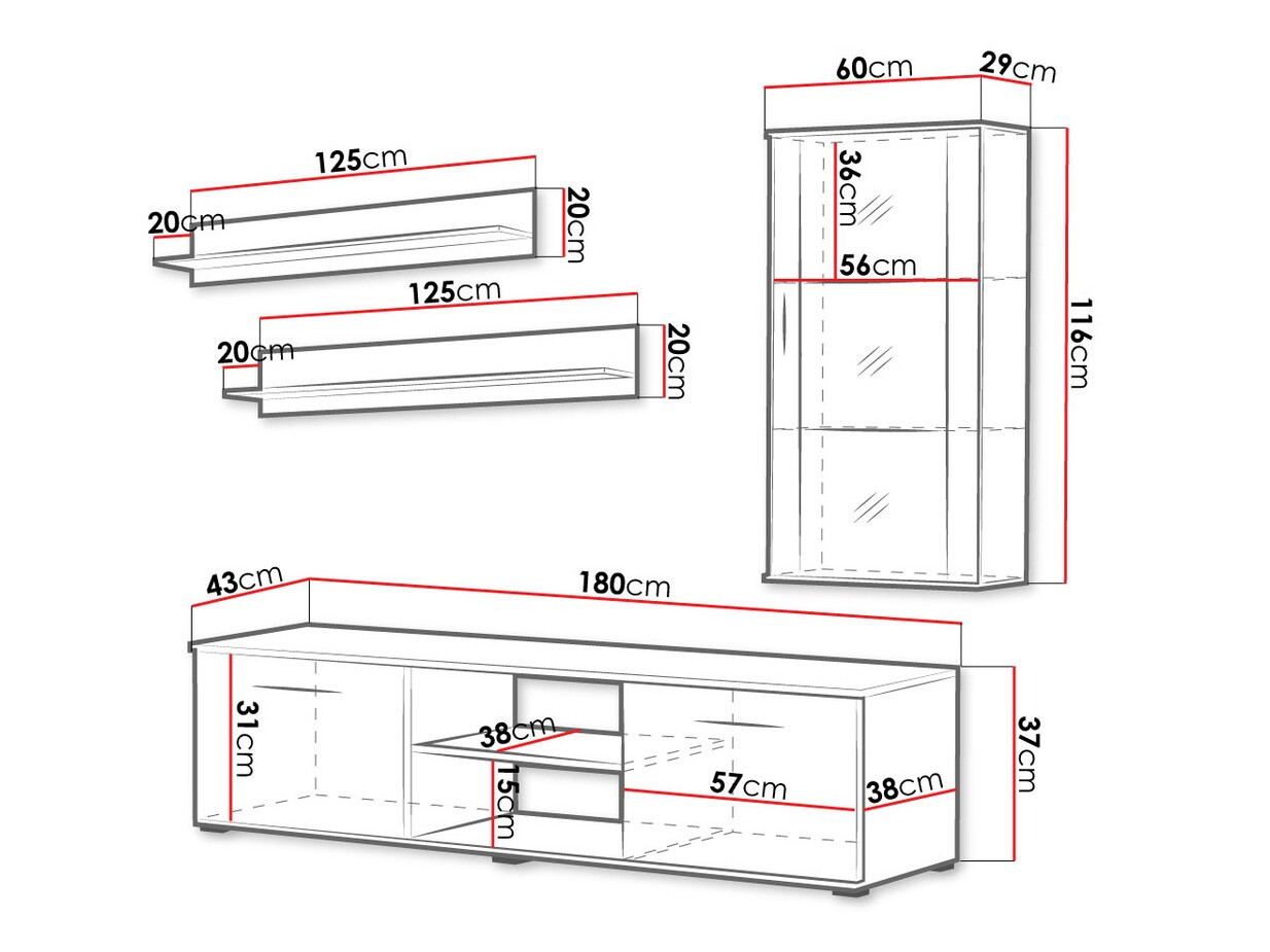 Wohnzimmer-Sets Tornola 113 (Lefkas-Eiche + Schwarz)