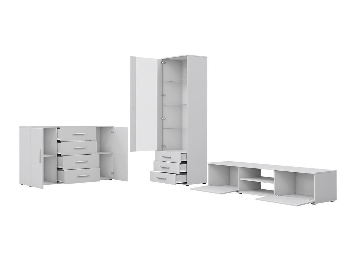 Wohnzimmer-Sets Tornola 108 (Schwarz + Schwarz glänzend)