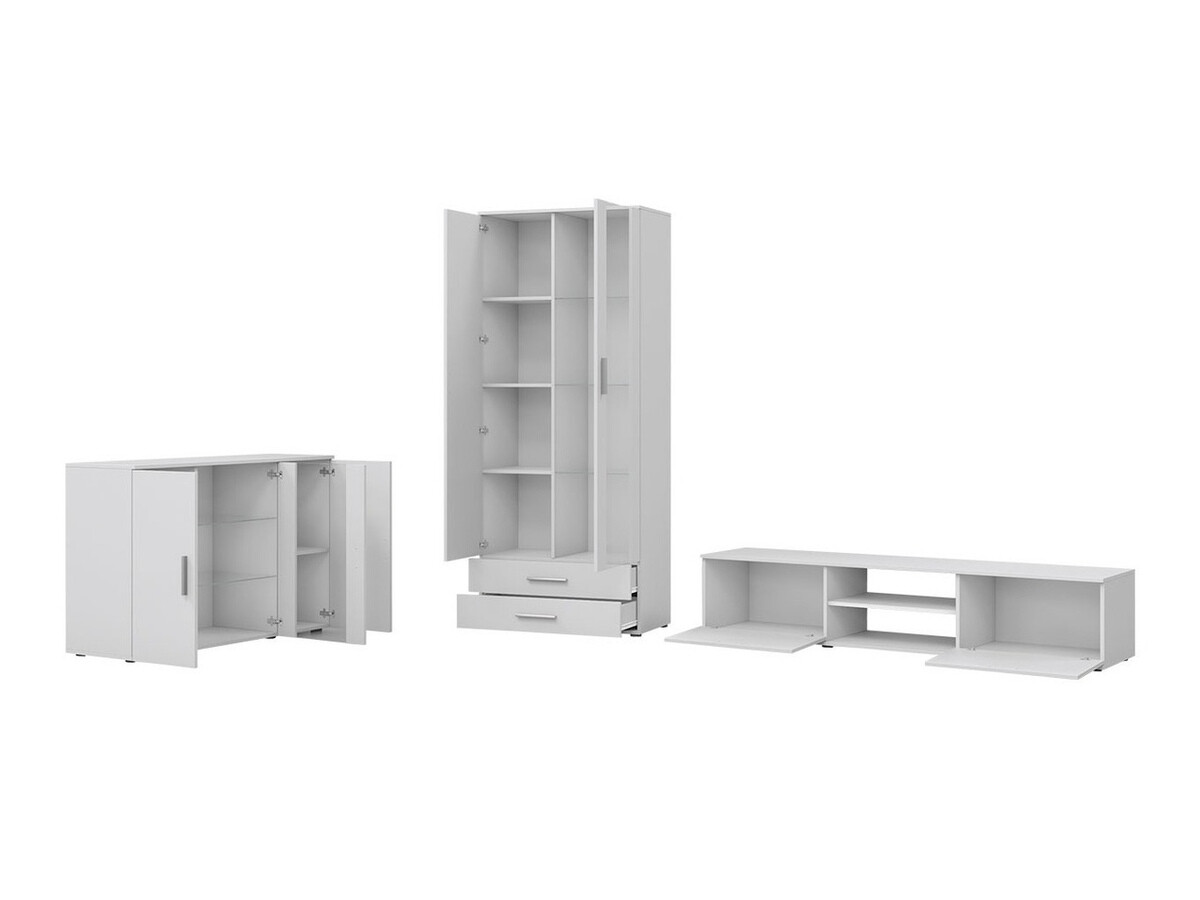 Wohnzimmer-Sets Tornola 116 (Weiß + Weiß glänzend)