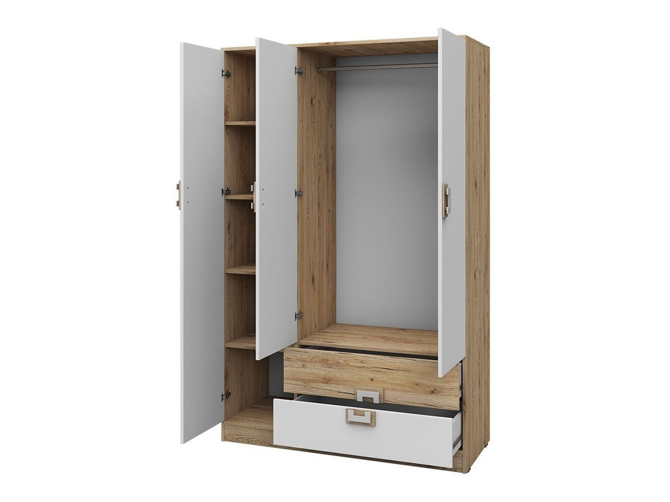 Kleiderschrank Tolfere 103 (Eichenholzoptik hell + Weiß)