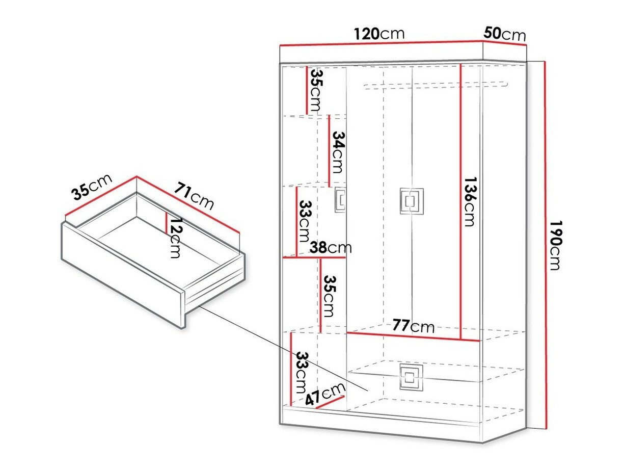 Kleiderschrank Tolfere 103 (Eichenholzoptik hell + Weiß)