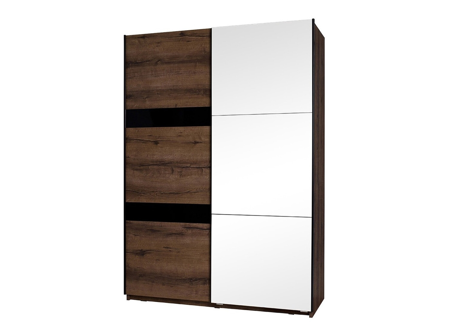 Kleiderschrank Fivelbo 109 (Monastery Eichenholzoptik + Schwarz glänzend)