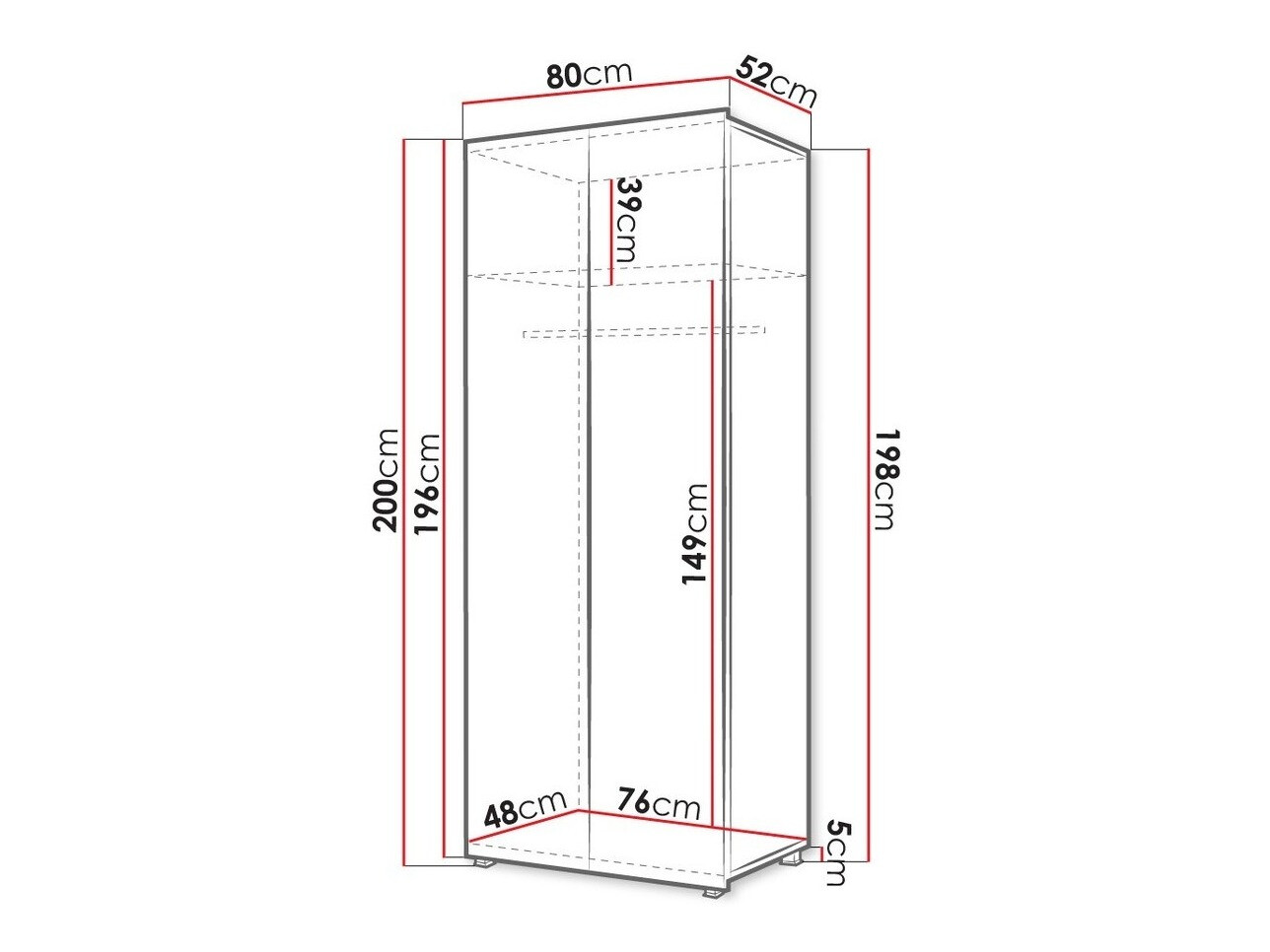 Kleiderschrank Tivdalu 125 (Schwarz + Schwarz glänzend)