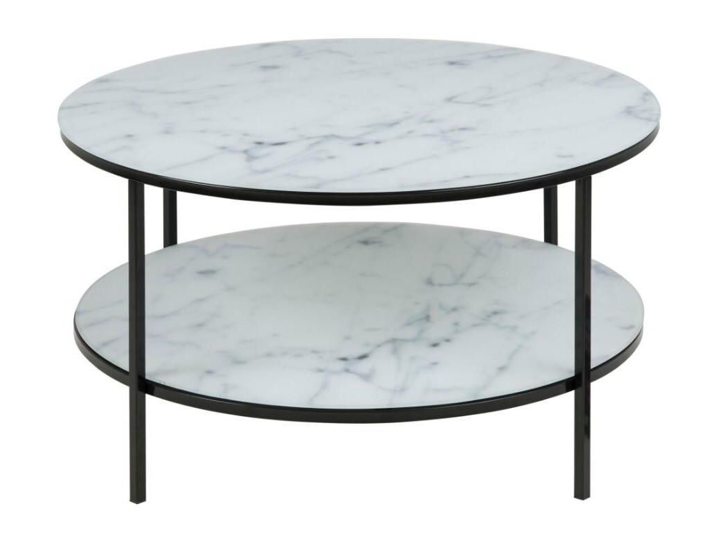 Couchtisch Norsica 554 (Schwarz + Weißer Marmor)