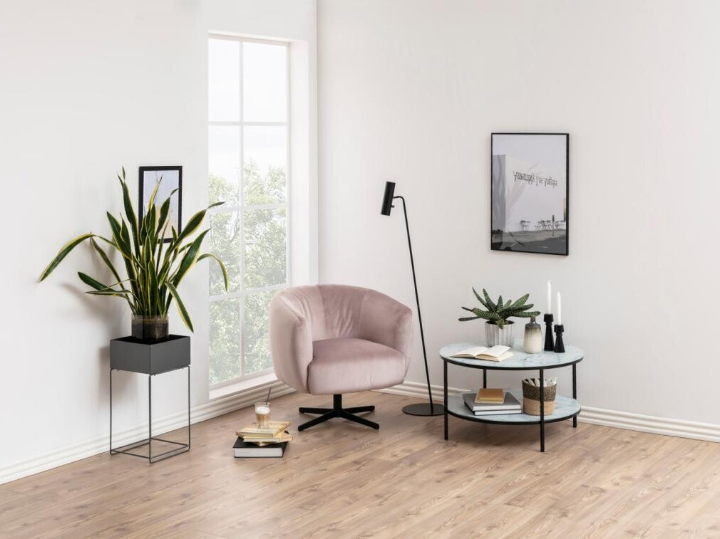 Couchtisch Norsica 554 (Schwarz + Weißer Marmor)