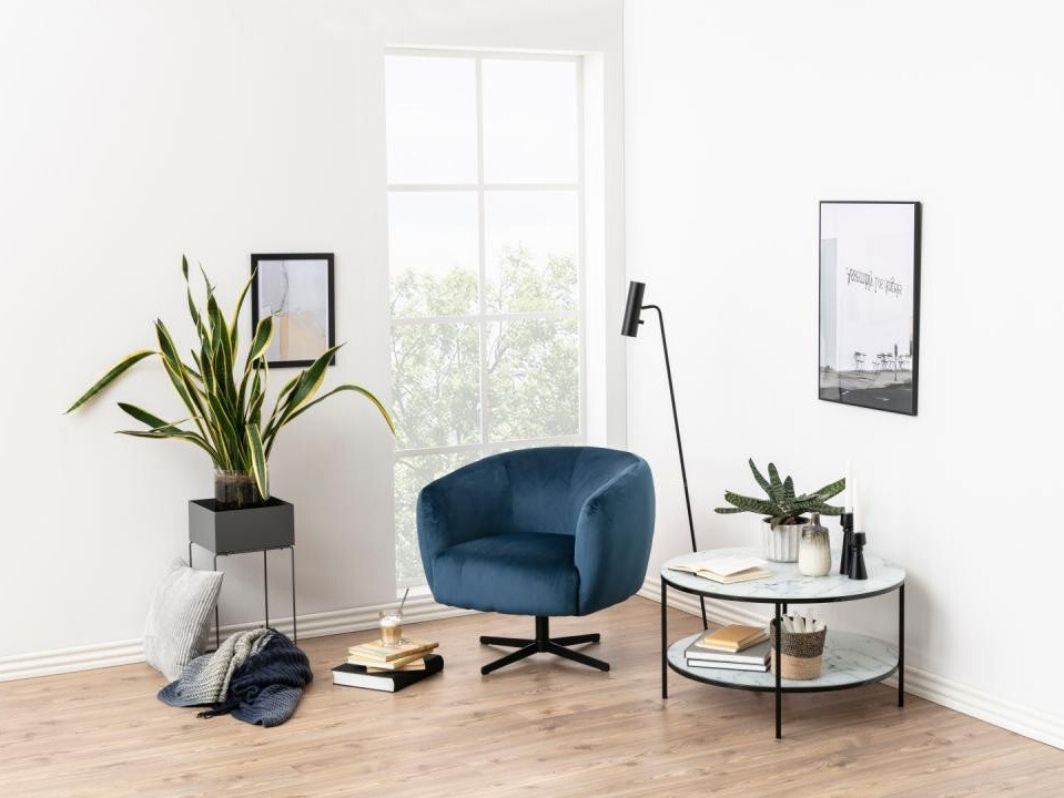 Couchtisch Norsica 554 (Schwarz + Weißer Marmor)