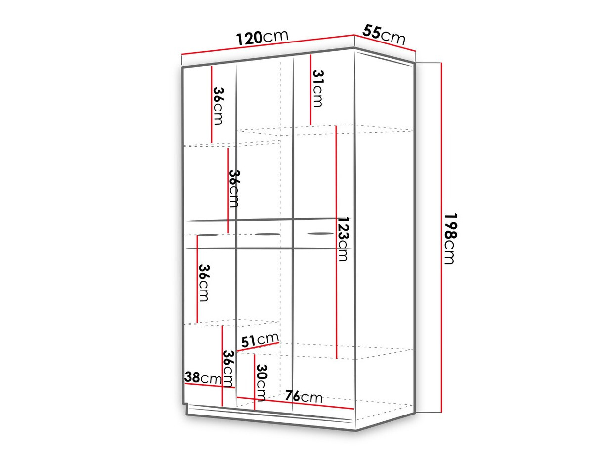Kleiderschrank Campus (Weiß + Weiß glänzend)