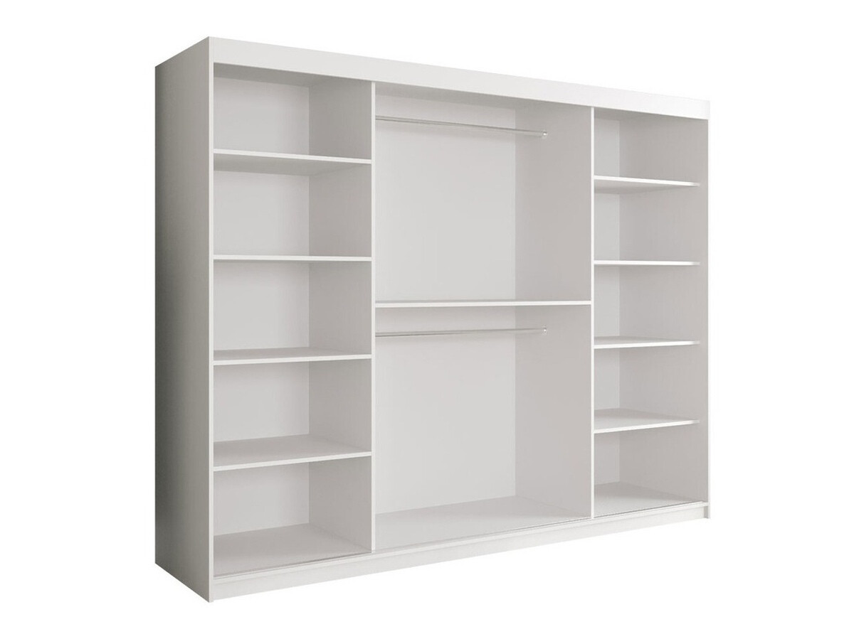 Kleiderschrank Hartford 245 (Matt weiß + Weißer Marmor)