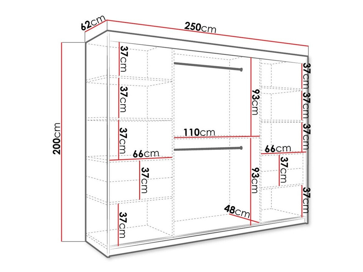 Kleiderschrank Hartford 245 (Matt weiß + Weißer Marmor)