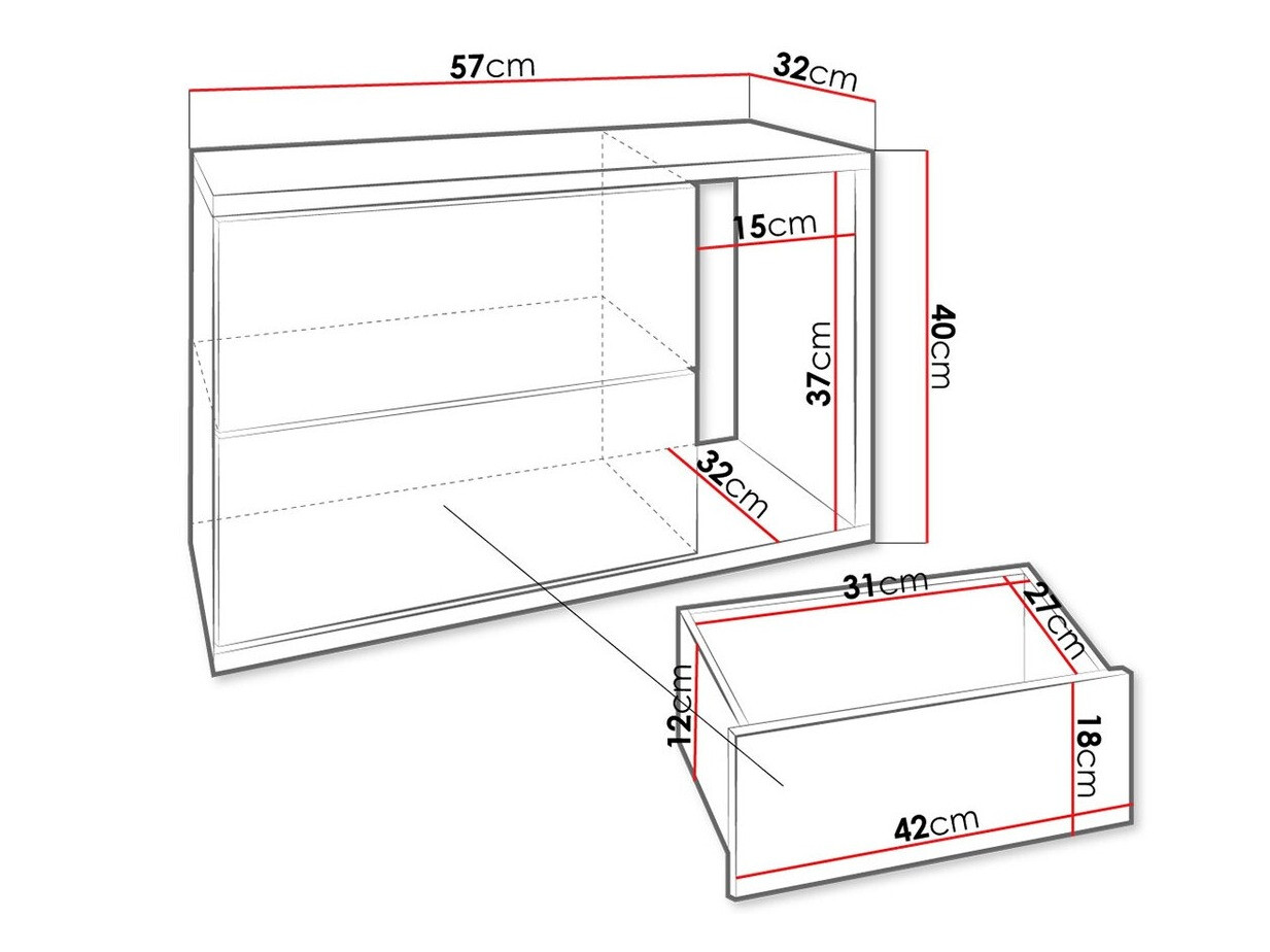 Nachttisch Hederos (Weiß + Weiß glänzend)
