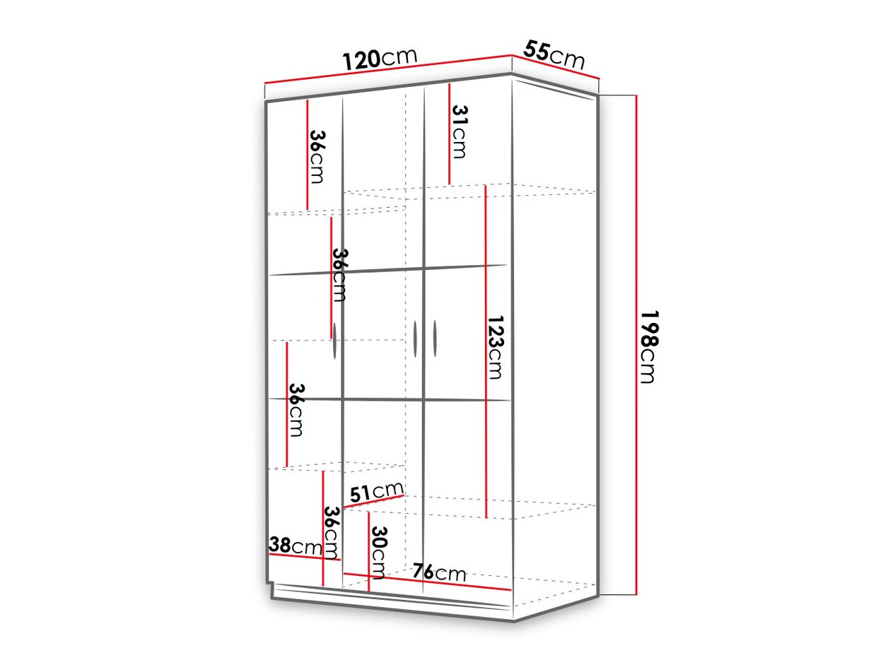 Kleiderschrank Campus I (Weiß + Weiß glänzend)