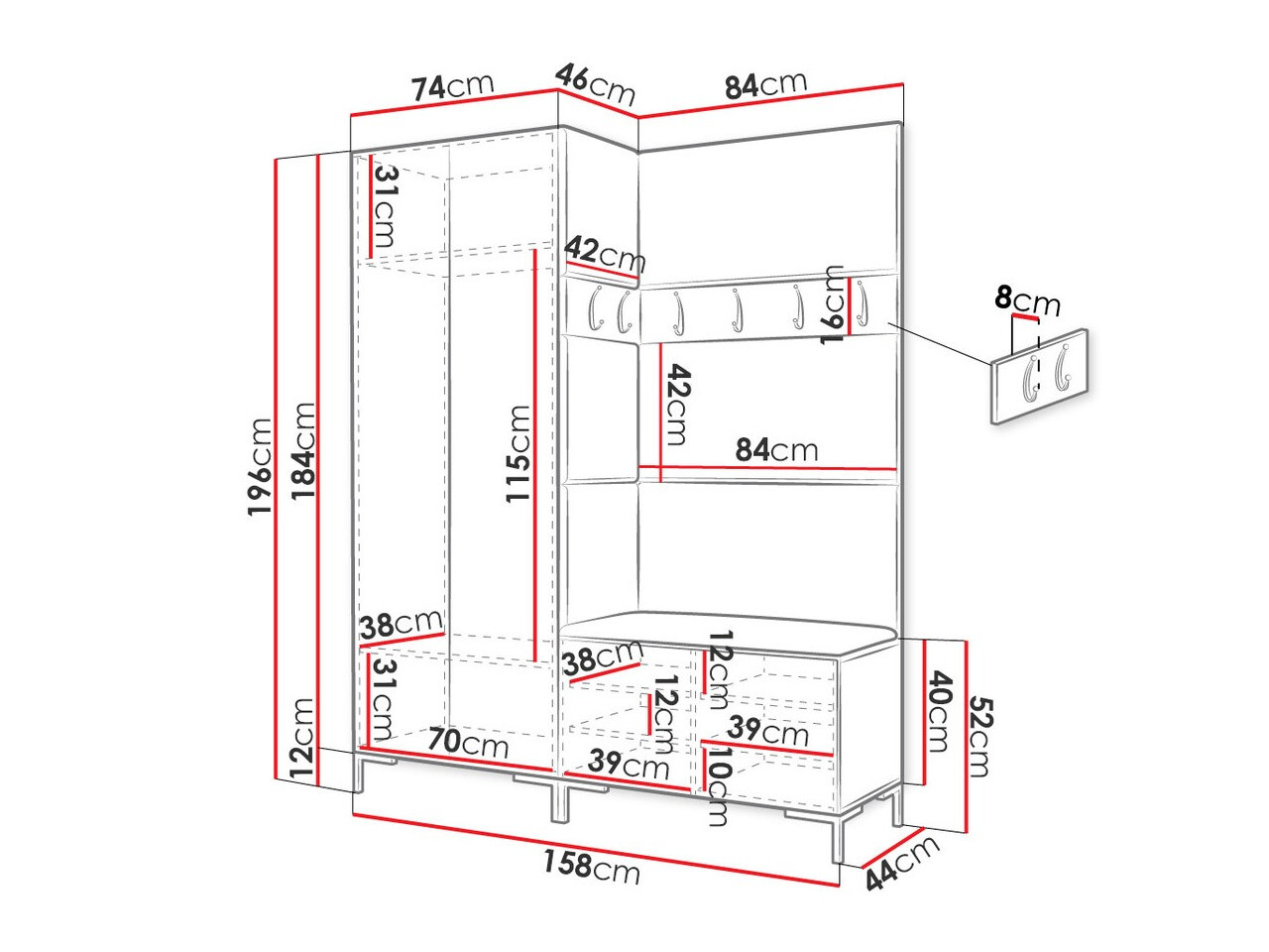 Flurgarnitur Nomal I (Schwarz)