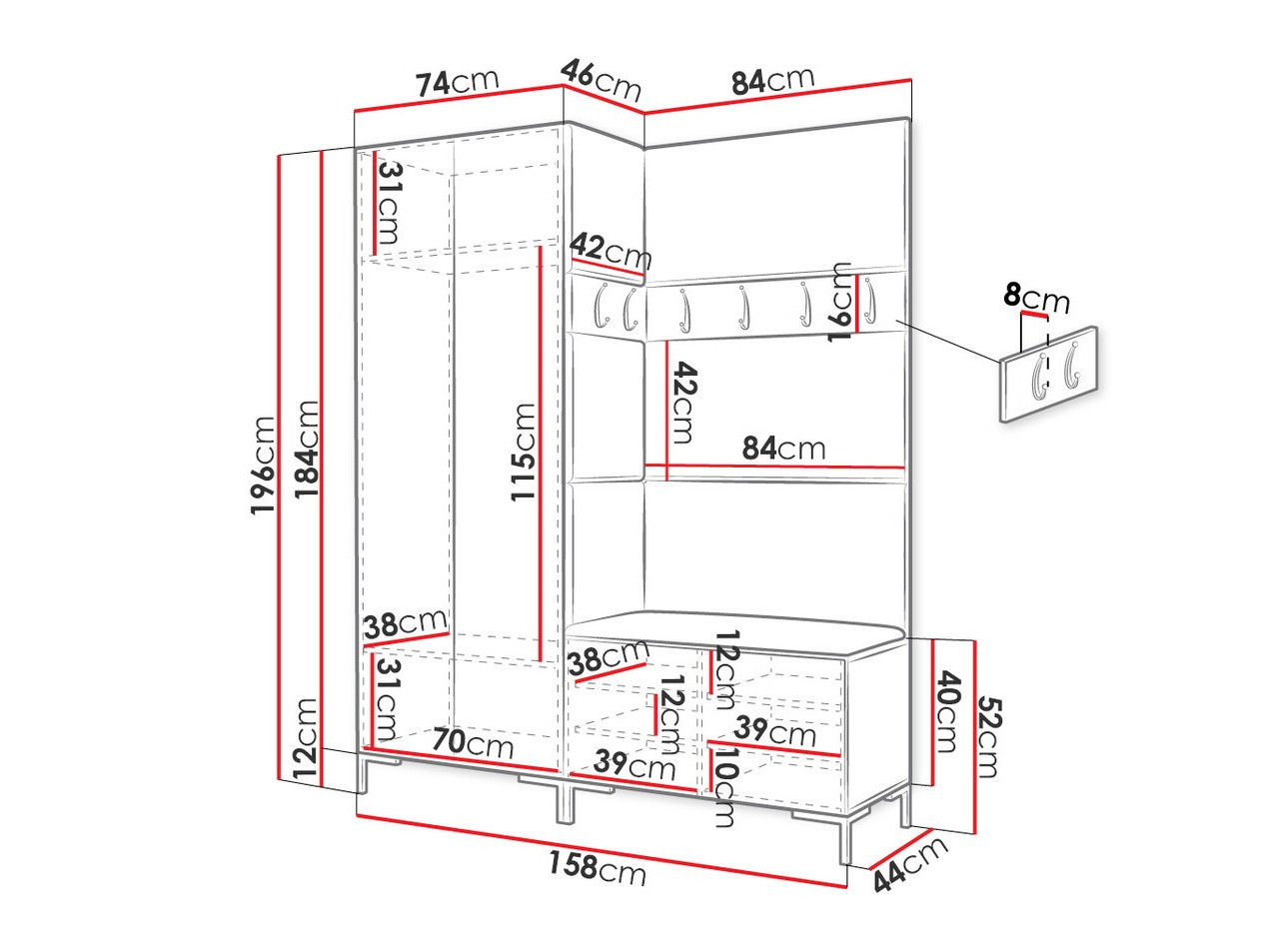 Flurgarnitur Tivsoa 100 (Craft eichenholzoptik)